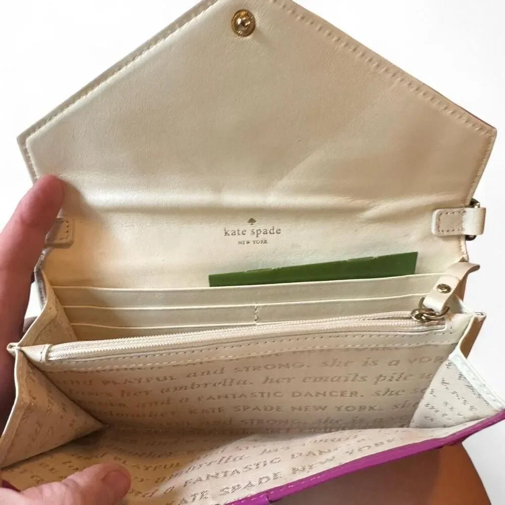 Kate Spade New York Pink Patent Leather Envelope Crossbody Clutch Chain Strap